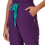 Women Scrub Bottoms Aubergine Slim Fit 4 Pockets in Polyester