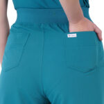 Women Scrub Bottoms Teal Slim Fit 4 Pockets in Polyester