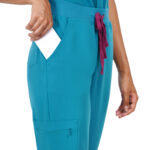 Women Scrub Bottoms Teal Slim Fit 4 Pockets in Polyester