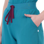 Women Scrub Bottoms Teal Slim Fit 4 Pockets in Polyester