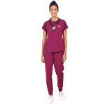 Women Scrub Bottoms Wine Slim Fit 4 Pockets in Polyester