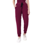 Women Scrub Bottoms Wine Slim Fit 4 Pockets in Polyester