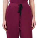 Women Scrub Bottoms Wine Slim Fit 4 Pockets in Polyester