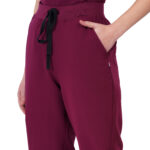 Women Scrub Bottoms Wine Slim Fit 4 Pockets in Polyester