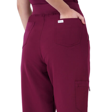 Women Scrub Bottoms Wine Slim Fit 4 Pockets in Polyester