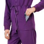 Women Zip Up Turtle Neck Aubergine Scrub Jackets