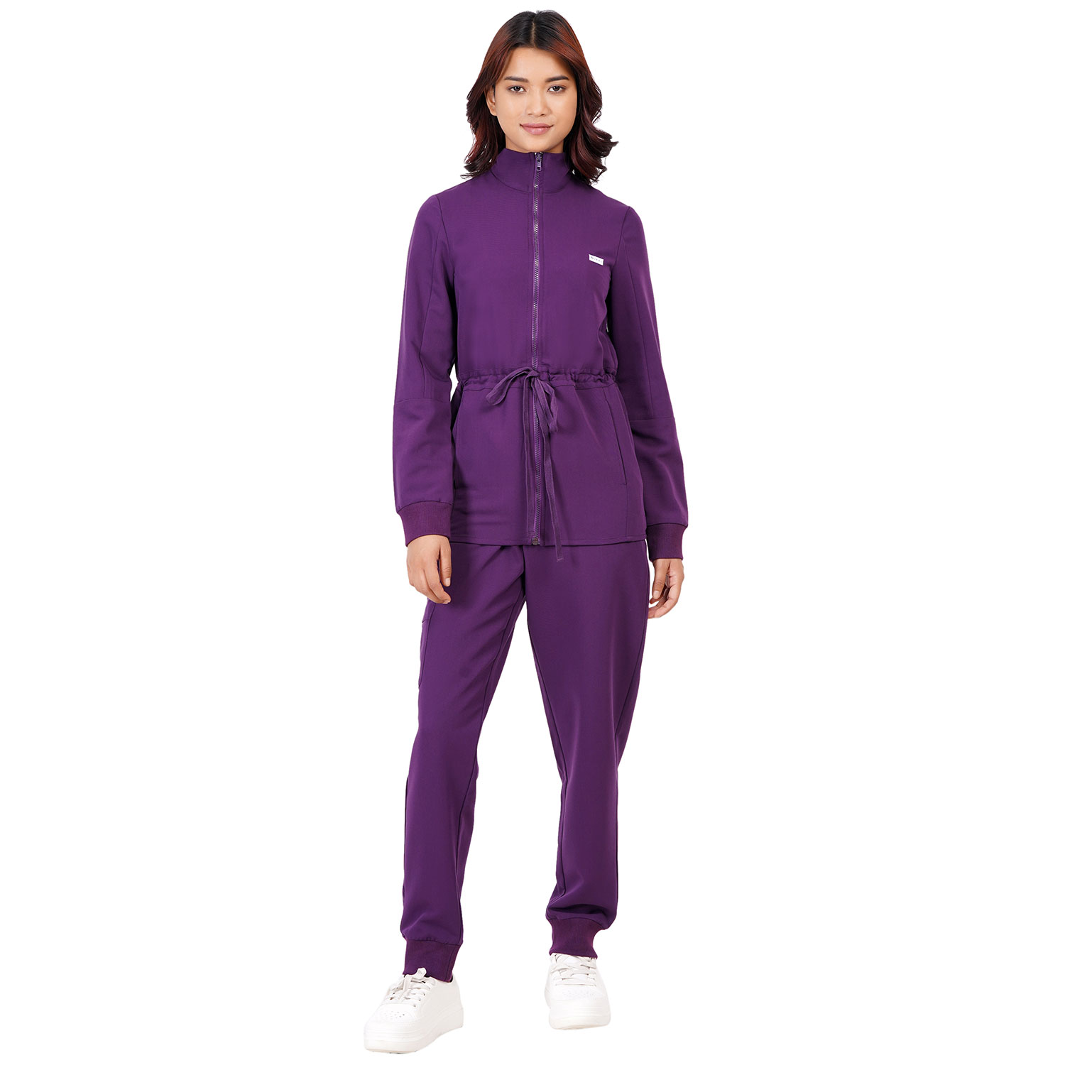 Women Zip Up Turtle Neck Aubergine Scrub Jackets