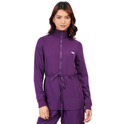 Women Zip Up Turtle Neck Aubergine Scrub Jackets