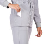 Women Zip Up Turtle Neck Grey Scrub Jackets