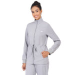 Women Zip Up Turtle Neck Grey Scrub Jackets