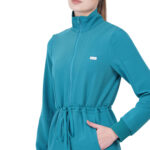 Women Zip Up Turtle Neck Teal Scrub Jackets