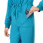 Women Zip Up Turtle Neck Teal Scrub Jackets