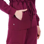 Women Zip Up Turtle Neck Wine Scrub Jackets