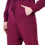 Women Zip Up Turtle Neck Wine Scrub Jackets