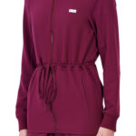 Women Zip Up Turtle Neck Wine Scrub Jackets