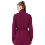 Women Zip Up Turtle Neck Wine Scrub Jackets