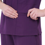 Women Scrub Tops Aubergine V Neck 5 Pockets in Polyester