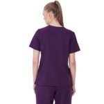 Women Scrub Tops Aubergine V Neck 5 Pockets in Polyester