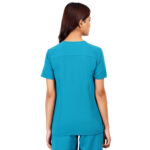 Women Scrub Tops Teal V Neck 5 Pockets in Polyester