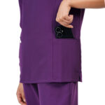 Women Scrub Tops Aubergine V Neck 4 Pockets in Polyester