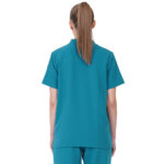 Women Scrub Tops Teal V Neck 4 Pockets in Polyester