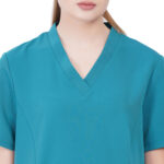 Women Scrub Tops Teal V Neck 4 Pockets in Polyester