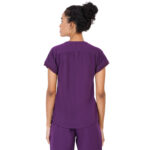 Women Scrub Tops Aubergine Button Closure in Polyester