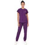 Women Scrub Tops Aubergine Button Closure in Polyester