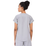 Women Scrub Tops Grey Button Closure in Polyester