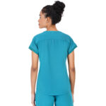 Women Scrub Tops Teal Button Closure in Polyester