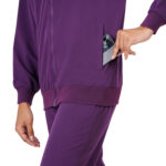 Women Zip Up Mock Neck Aubergine Scrub Jackets