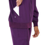 Women Zip Up Mock Neck Aubergine Scrub Jackets