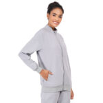 Women Zip Up Mock Neck Grey Scrub Jackets