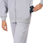 Women Zip Up Mock Neck Grey Scrub Jackets