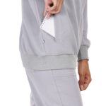 Women Zip Up Mock Neck Grey Scrub Jackets