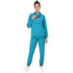 Women Zip Up Mock Neck Teal Scrub Jackets