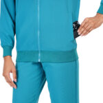 Women Zip Up Mock Neck Teal Scrub Jackets