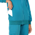 Women Zip Up Mock Neck Teal Scrub Jackets