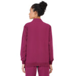 Women Zip Up Mock Neck Wine Scrub Jackets