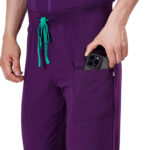 Men Scrub Bottoms Aubergine Regular Fit in Polyester