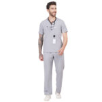 Men Scrub Bottoms Grey Regular Fit in Polyester