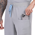 Men Scrub Bottoms Grey Regular Fit in Polyester