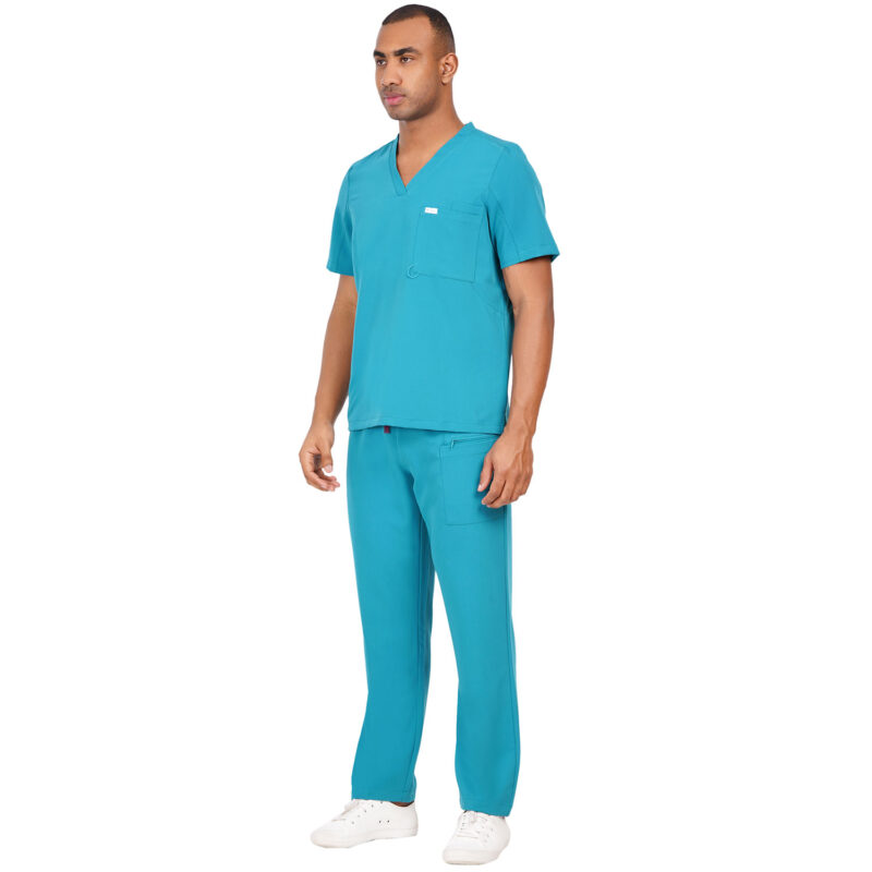 Men Scrub Bottoms Teal Regular Fit in Polyester