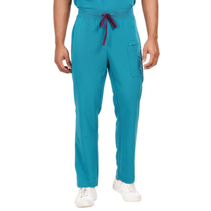 Men Scrub Bottoms Teal Regular Fit in Polyester