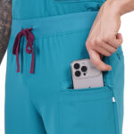 Men Scrub Bottoms Teal Regular Fit in Polyester