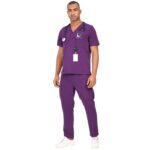 Men Scrub Bottoms Aubergine Relaxed Fit in Polyester