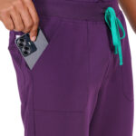 Men Scrub Bottoms Aubergine Relaxed Fit in Polyester