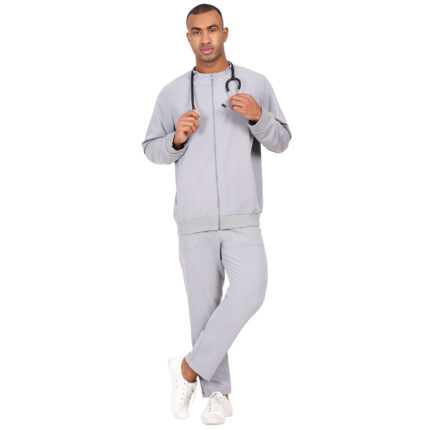 Men Scrub Bottoms Grey Relaxed Fit in Polyester