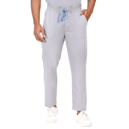 Men Scrub Bottoms Grey Relaxed Fit in Polyester