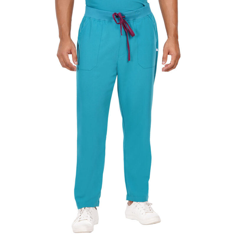 Men Scrub Bottoms Teal Relaxed Fit in Polyester